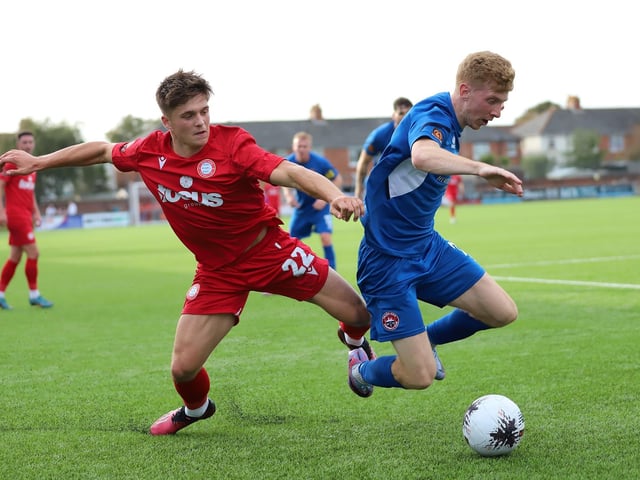 National League South action at Woodside Road between Worthing and Truro City