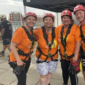 Pictured Left to Right: Carol with fellow abseilers, Shelley, Sarah and James.