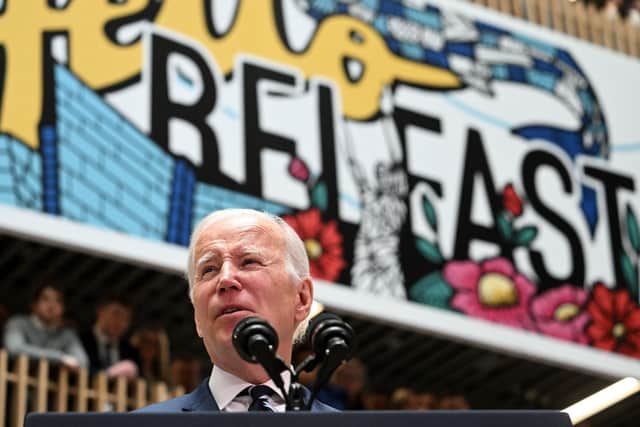 Joe Biden in Belfast (Photo by JIM WATSON/AFP via Getty Images)