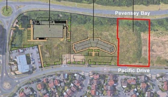 The three proposed developments in pacific drive. The Aldi store sits to the left, the care home in the middle and the retirement apartments on the right hand side