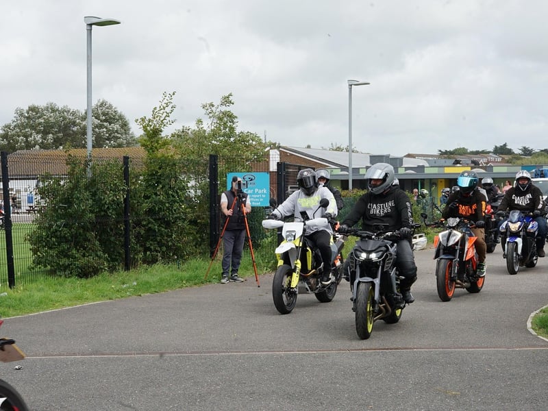 Motorbikes and cars at West Rise junior school in Eastbourne on Saturday, August 12