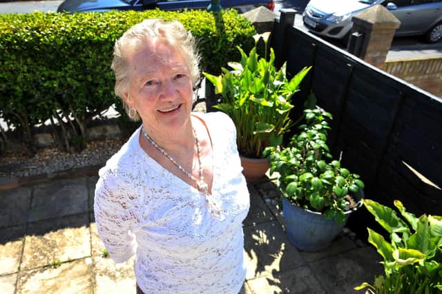 Rose Carty from Bognor has had flower pots stolen from her garden. Pic S Robards SR2206151