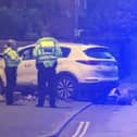 A crashed vehicle on the B2259 Chichester Road, Bognor Regis, on Saturday night, June 1. Photo: Sussex News and Pictures