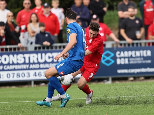 National League South action at Woodside Road between Worthing and Truro City