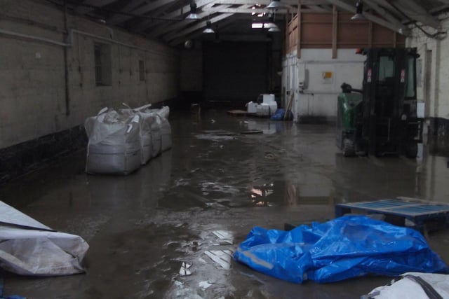 Flooding damage at Skinners Sheds warehouses in Bexhill Road, St Leonards following the sewage leak on February 3, 2023