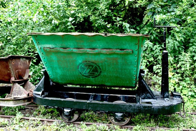 One of the Zorin Industries mine carts from the James Bond film at Amberley Museum