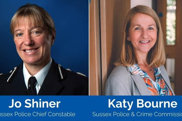 Chief Constable Jo Shiner and Police & Crime Commissioner Katy Bourne. Image: Sussex Police