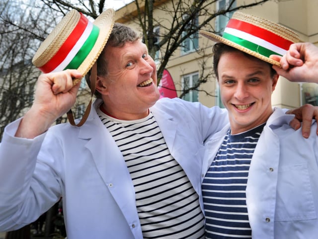 Italian ice cream vendors, Tim Ames and Joe Morgan