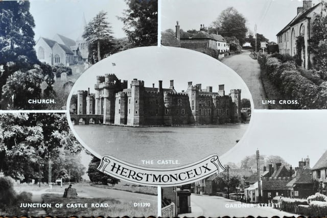 Herstmonceux postcard featuring the castle