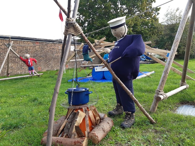Some of the super scarecrows created for the Ferring Scarecrow Festival 2022, raising money for 1st Ferring Scouting Group. Some have pumpkins displaying a letter, five in North Ferring and nine in South Ferring. Unscramble them to enter the prize draw. Trail maps available at Brown's Natural Pet store.