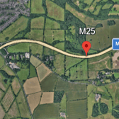 People travelling to Gatwick Airport were warned to expect delays, after a serious collision led to the closure of a stretch of the M25 in Surrey. Photo: Google Earth