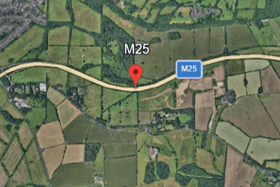 People travelling to Gatwick Airport were warned to expect delays, after a serious collision led to the closure of a stretch of the M25 in Surrey. Photo: Google Earth