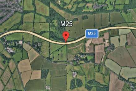People travelling to Gatwick Airport were warned to expect delays, after a serious collision led to the closure of a stretch of the M25 in Surrey. Photo: Google Earth