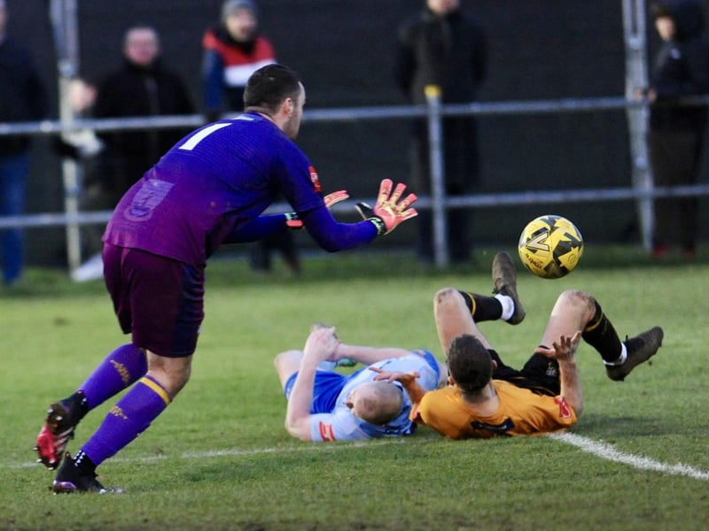 Action from Littlehampton Town v Lancing in the Isthmian south east division