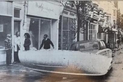 A boat in Sackville Road, Bexhill, after the Great Storm
