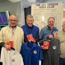 The Winning Team, from left to right: Mickey Hopkins; Dennis Green; Paul Manfield and Dennis Sutherland, receiving their prizes from Senior Secretary Wayne Funnell.
