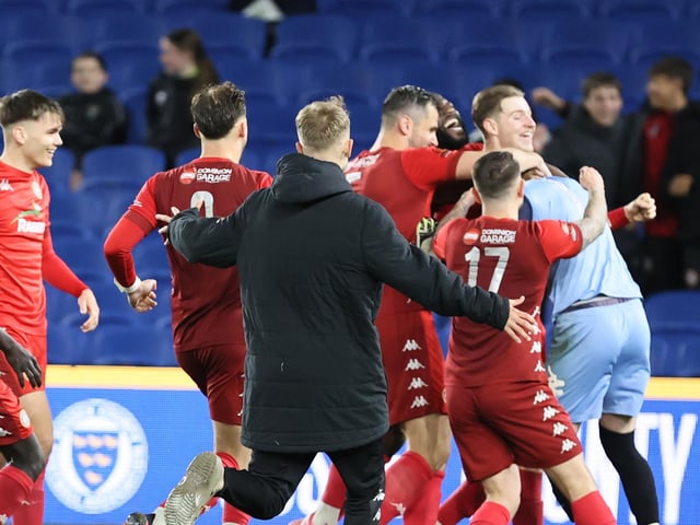 Action and celebrations as Worthing take on Bognor Regis Town in the Sussex Senior Cup final at the Amex Stadium - and win 8-7 on penalties