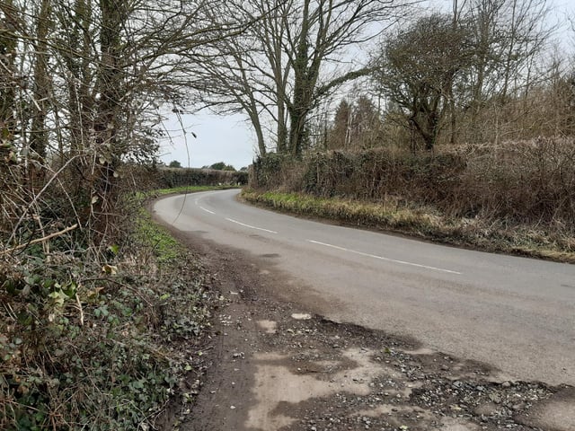 At the end, turn left and follow the road around the bend