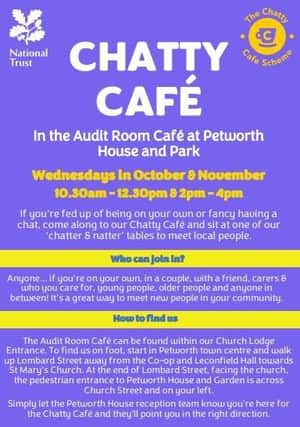 A cafe in Petworth is set to host ‘Chatter and Natter’ tables throughout October and November.