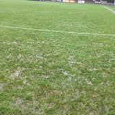 Groundsman Simon Rudkins' picture of a rain-hit Hastings United pitch earlier this week - but the Us were away at Brightlingsea and their match survived