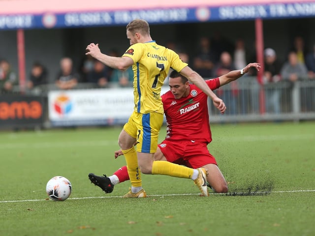 Action from Worthing FC's 1-1 draw with Taunton Town in National League South