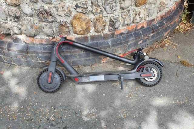 Police said an e-scooter was seized ‘following a sighting of a male riding one dangerously in the road’. Photo: Adur and Worthing Police