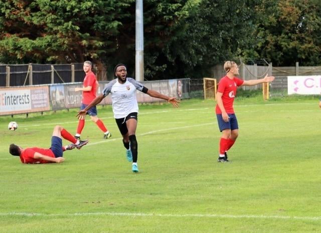 Action from Pagham v Eastbourne United in the FA Vase