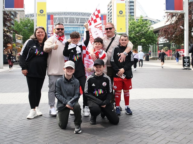 Crawley Town's fans back the boys at Wembley.