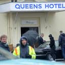 Filming of the TV drama 'Crown' outside the Queens Hotel