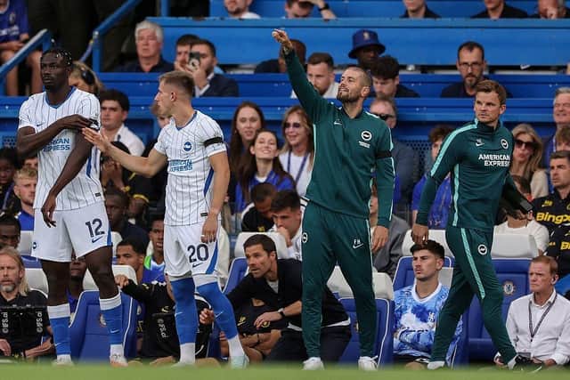 Fabian Hurzeler has explained his thinking behind some key pre-match decisions, after Brighton were beaten at Chelsea, in a seven-goal thriller. Photo: ADRIAN DENNIS / AFP via Getty Images