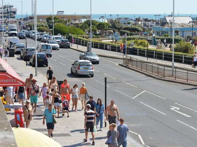 Hastings seafront pictured during the heatwave on Saturday, August 13