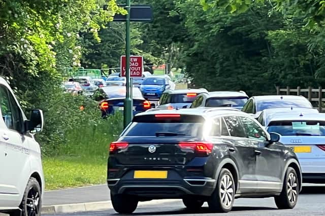 Traffic queueing on the A264 in Horsham
