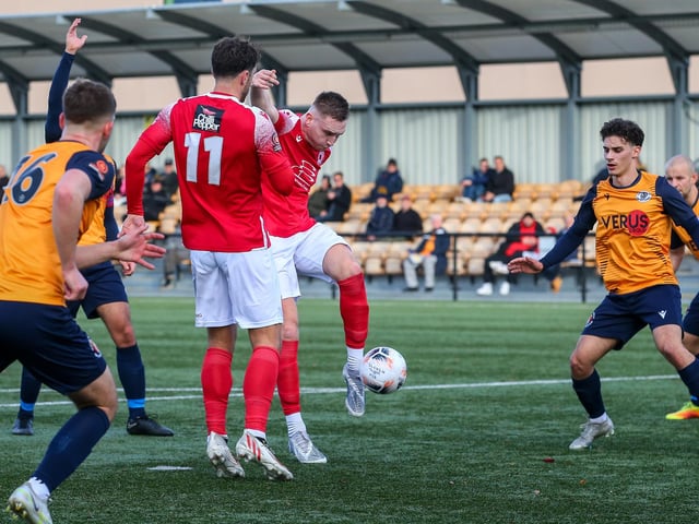 Action from Eastbourne Borough's 5-1 win at Slough Town in the National League South