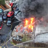 Firefighters at the scene. Picture: Eddie Mitchell