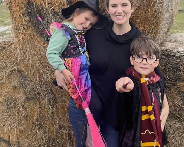 Jess Brown-Fuller and her children dress up for Halloween