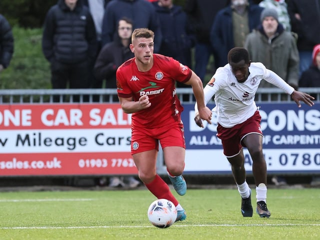 Action from Worthing FC's 3-1 home defeat to Chelmsford in the National League South at Woodside Road