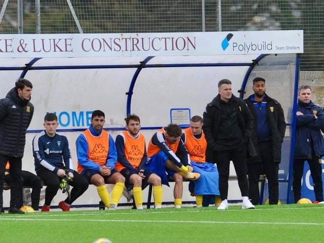 Action from Lancing FC's 1-0 home loss to East Grinstead Town in the Isthmian south east division