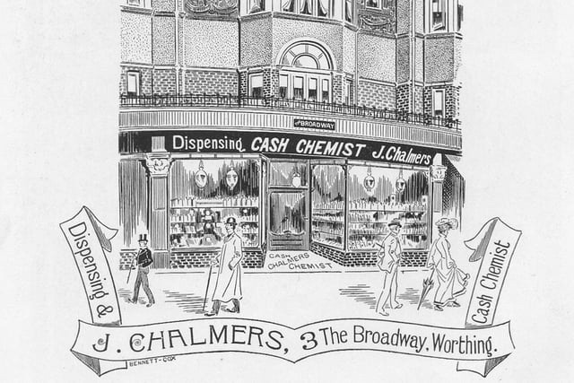 An advert for the dispensing and cash chemist in The Broadway, Brighton Road