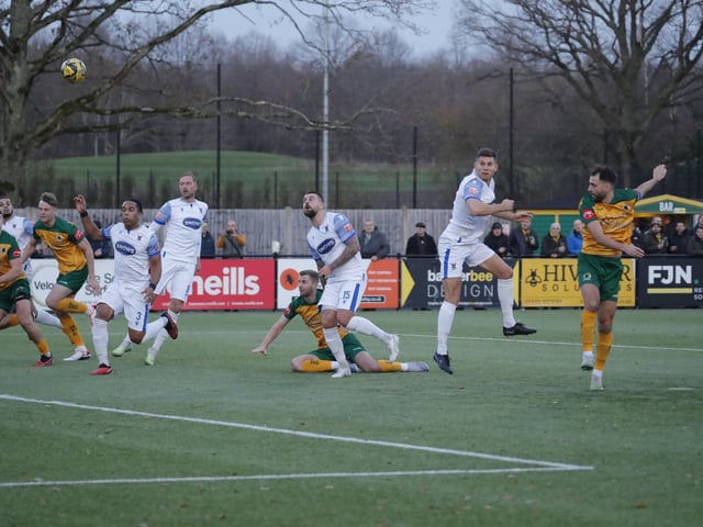 FA Trophy action between Horsham and AFC Totton