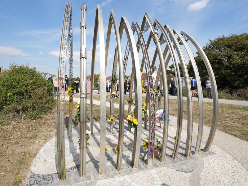 Floral tributes were laid on the Shoreham Airshow disaster memorial