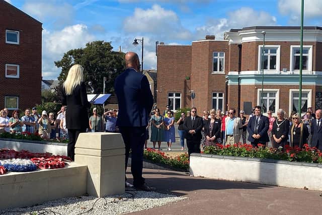 Proclamation of King Charles III to Arun residents at Littlehampton War Memorial