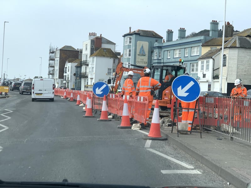 The wall in East Parade being removed