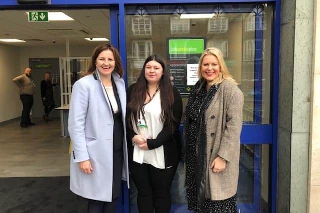 Eastbourne and Willingdon MP Caroline Ansell’s very own Kickstarter Kacey Gray (Middle) has said goodbye this month as figures show the government scheme helping young people into work has been a resounding success locally. Picture: Caroline Ansell