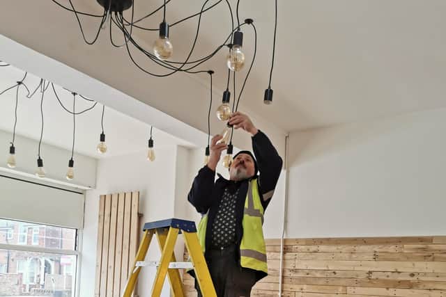 Nando's electricians working at the new SHOUT WSK hub in Worthing