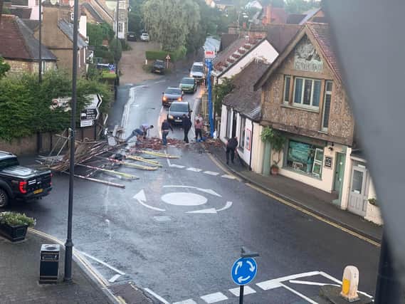 Scene of the lorry crash in Storrington. Photo: Aidan Dodsworth