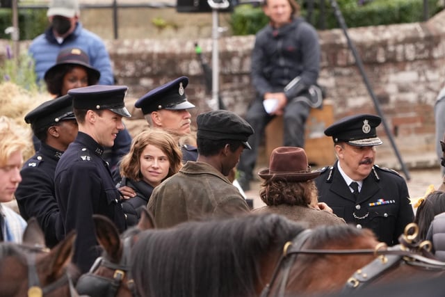 Filming continues in Arundel for Wicked Little Letters, starring Olivia Colman and Jessie Buckley. Photo: Eddie Mitchell