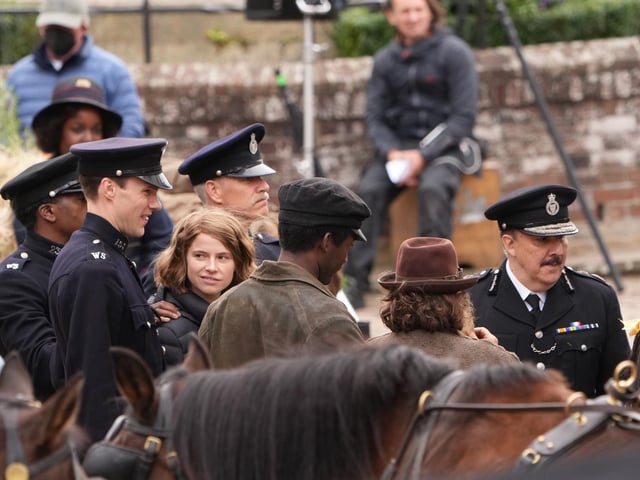 Filming continues in Arundel for Wicked Little Letters, starring Olivia Colman and Jessie Buckley. Photo: Eddie Mitchell