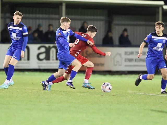 Action from Worthing FC's 1-1 draw at Chippenham in the National League South