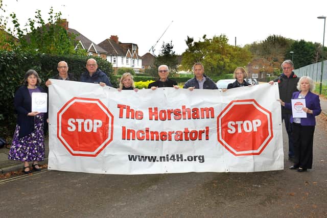 Protesters at the public inquiry into plans to build an incinerator at Horsham. Pic Steve Robards SR29101901