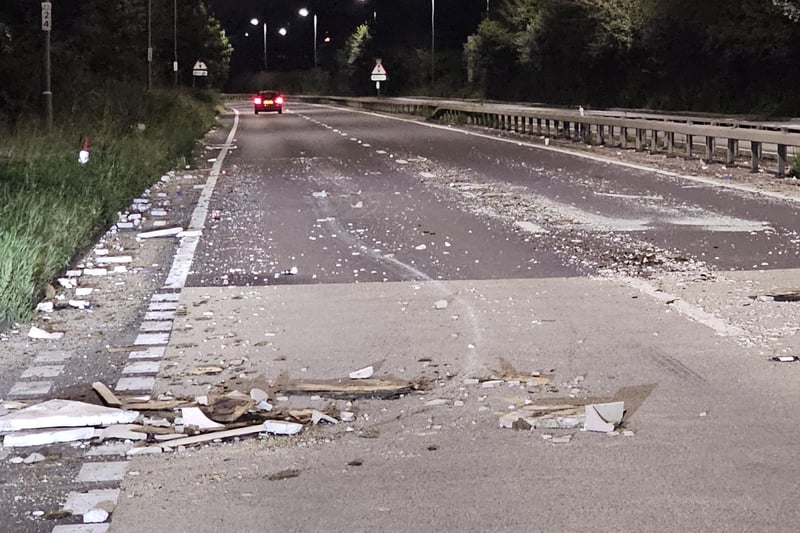 Sussex Police said officers closed a section of the A27 at Sompting after ‘multiple reports of debris on the road’.